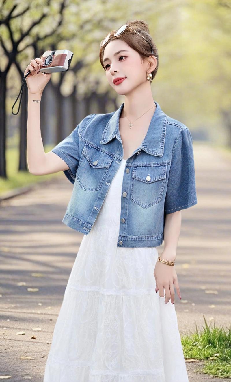 牛仔蓬蓬连衣裙怎么搭配什么外套