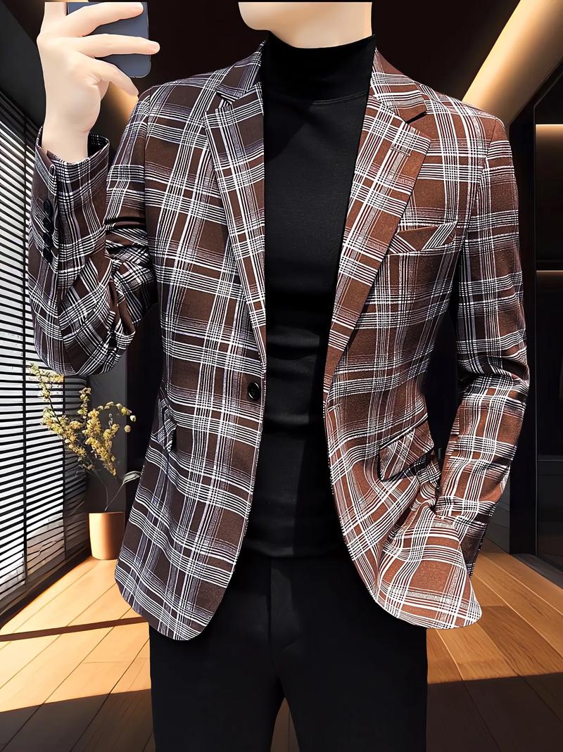 男士格子外套怎么搭配什么裤子图片欣赏