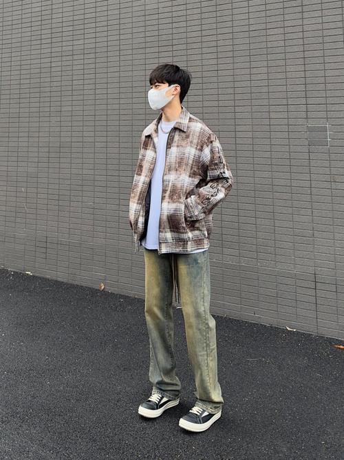 男士格子外套怎么搭配什么裤子图片