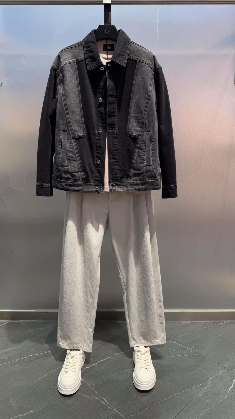 男款短牛仔衣怎么搭配什么裤子好看图片