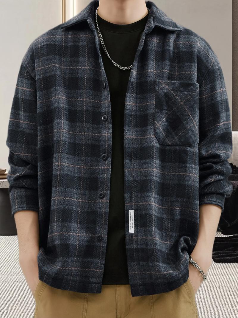 男格子外套怎么搭配图片