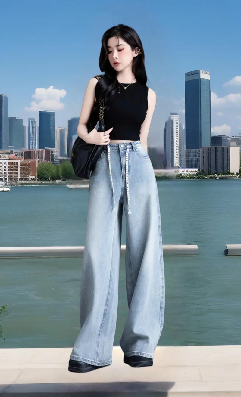 淡蓝裤子配什么上衣