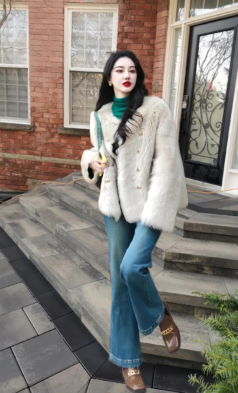 白色长绒毛衣怎么搭配什么裤子好看吗