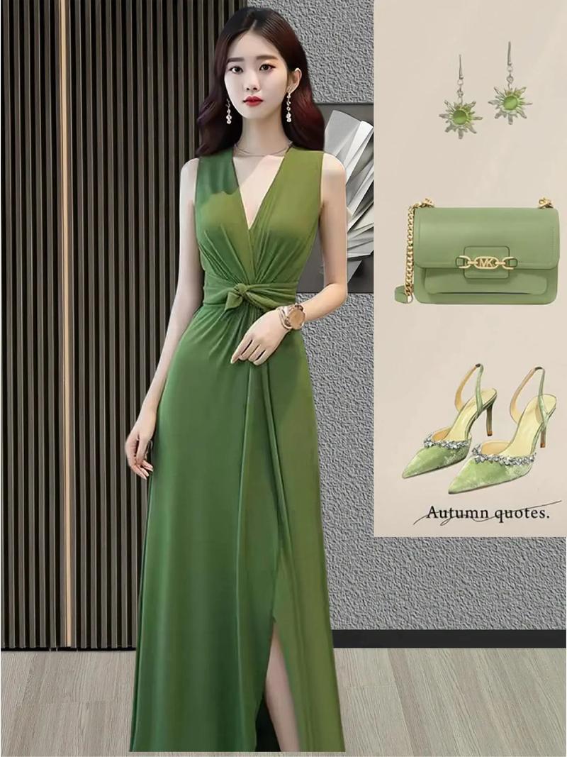 绿色的连衣裙怎么搭配外套