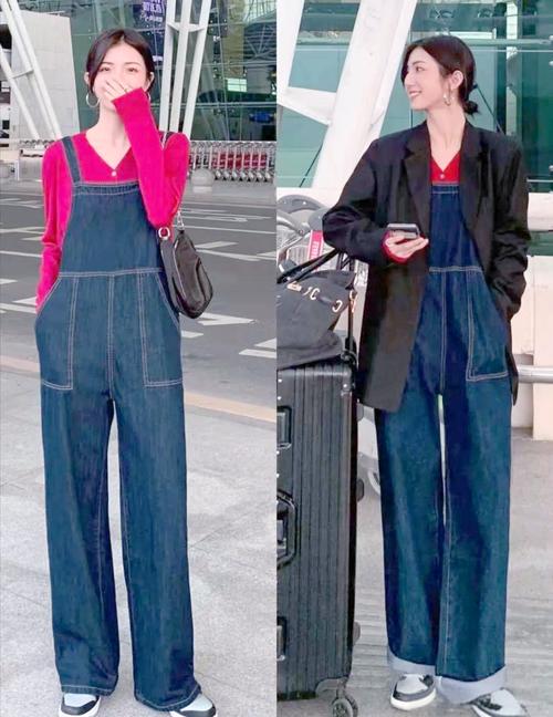 牛仔背带裤外套怎么搭配图片