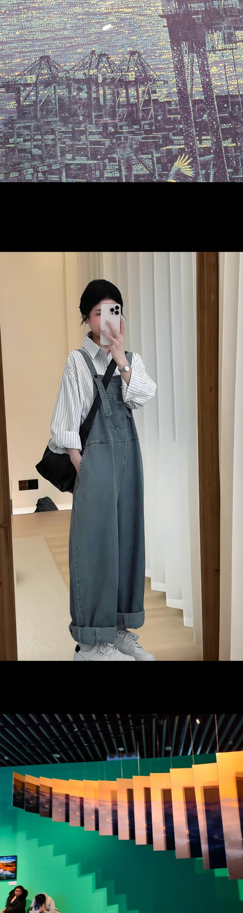 牛仔背带裤外套怎么搭配图片