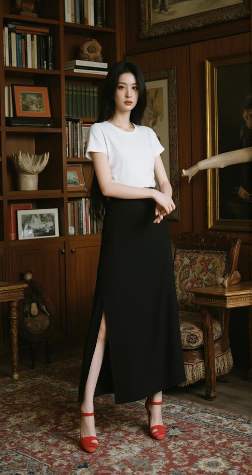 a字裙长裙怎么搭配上衣图片