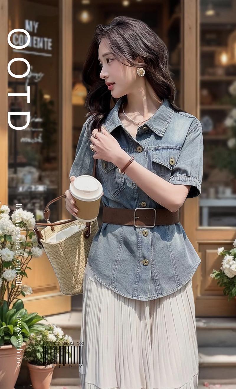 短牛仔衬衫怎么搭配