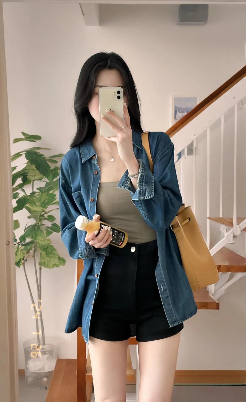 短牛仔衬衫怎么搭配