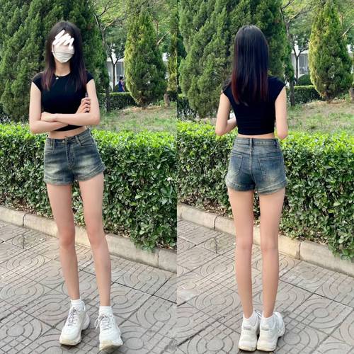 低腰牛仔短裤怎么搭配图片