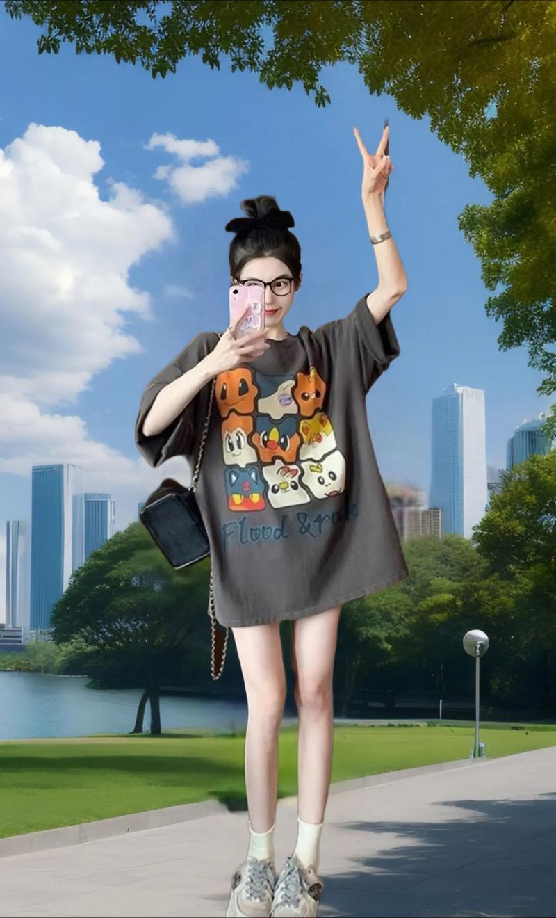 t恤又大又长怎么搭配图片