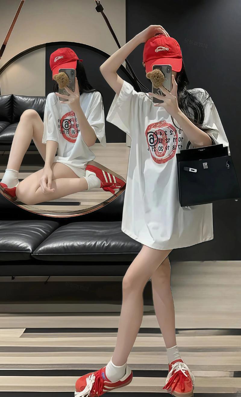 t恤又大又长怎么搭配