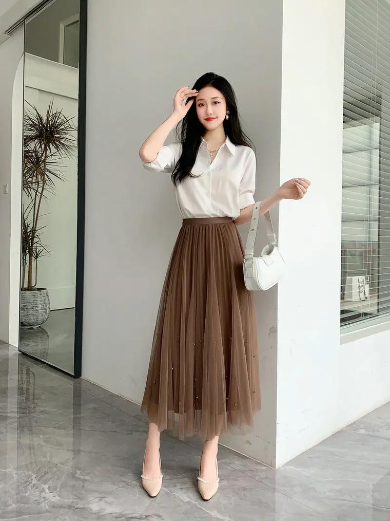 纱裙上身怎么搭配