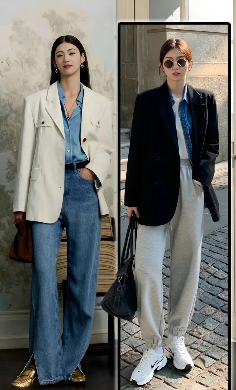 牛仔休闲西装怎么搭配裤子好看