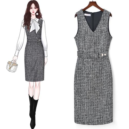 灰色毛背心裙怎么搭配图片