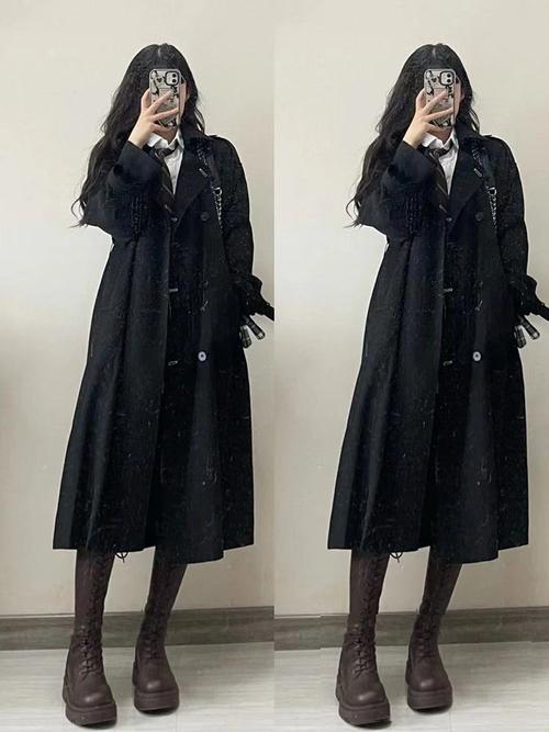 黑色韩版风衣怎么搭配图片