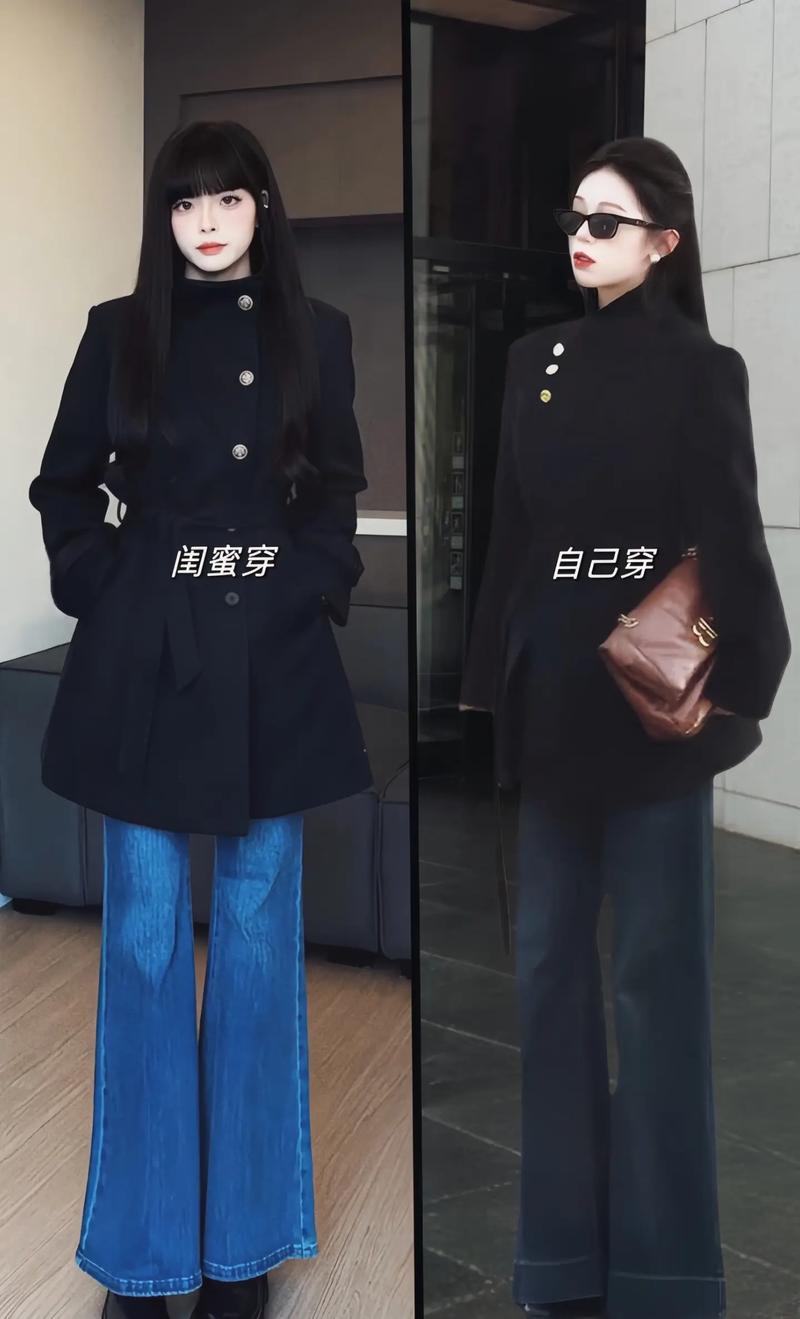 黑色韩版风衣怎么搭配图片