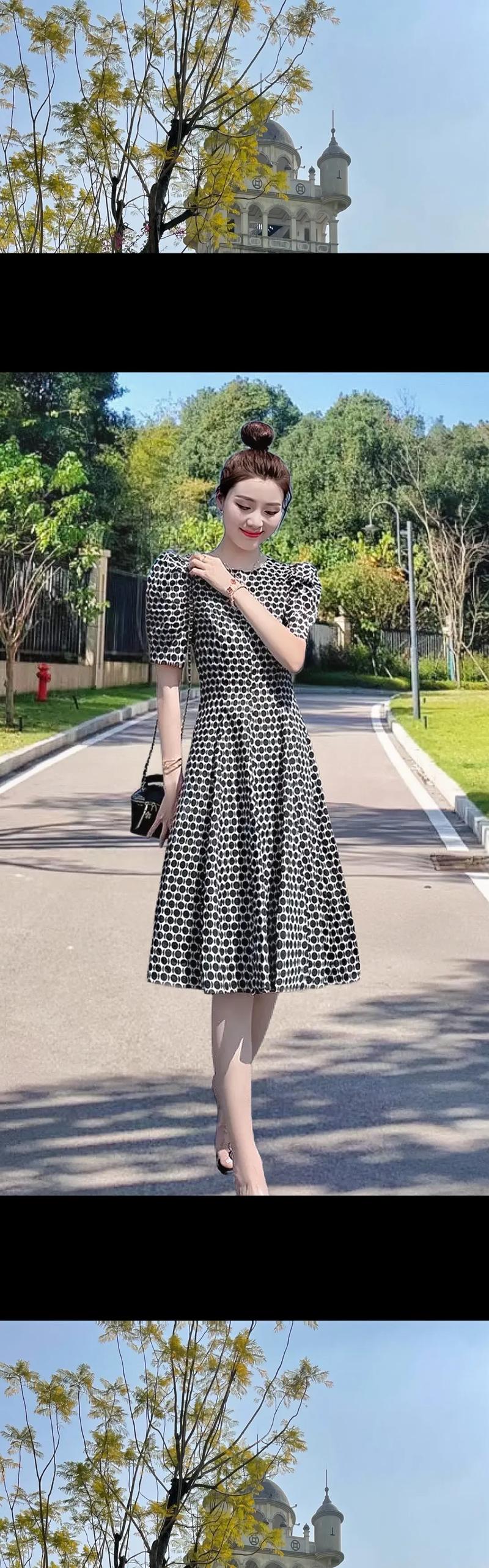 黑白圆点裙子怎么搭配