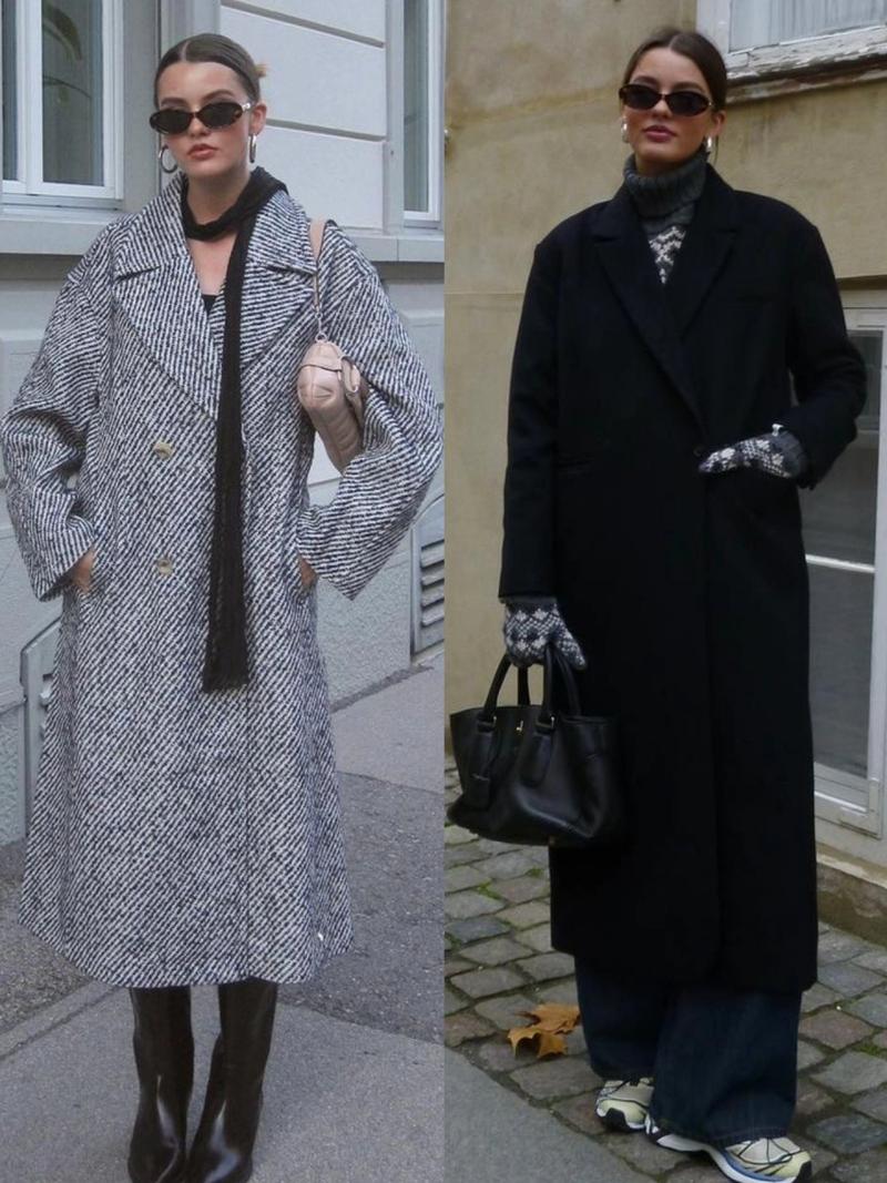 黑白长款外套怎么搭配