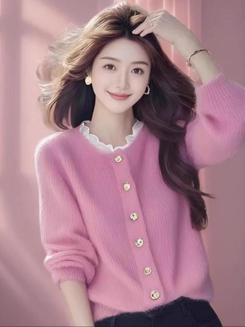 粉色毛线外套怎么搭配