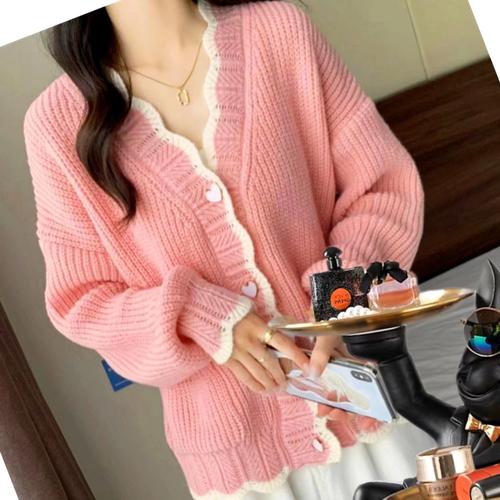 粉色毛线外套怎么搭配