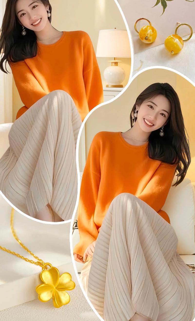 橙色上衣怎么搭配图片大全