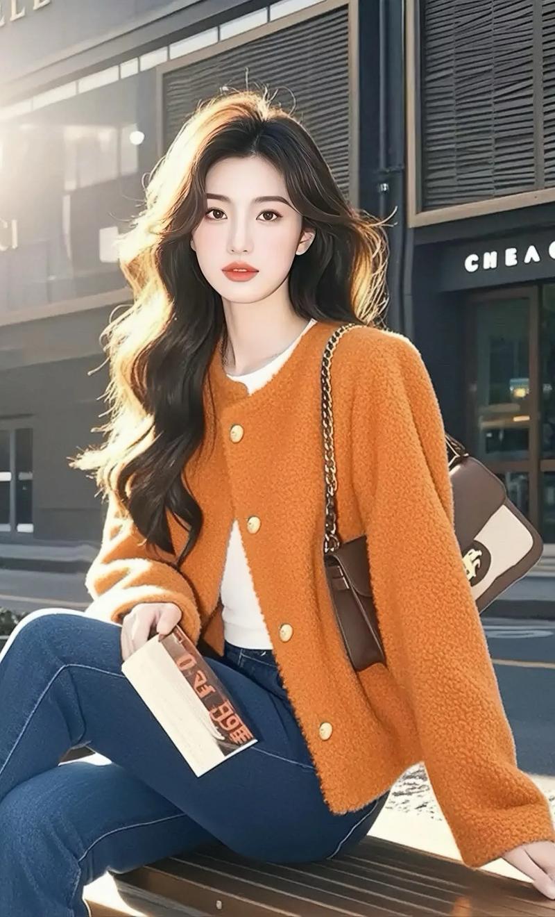 橙色上衣怎么搭配图片