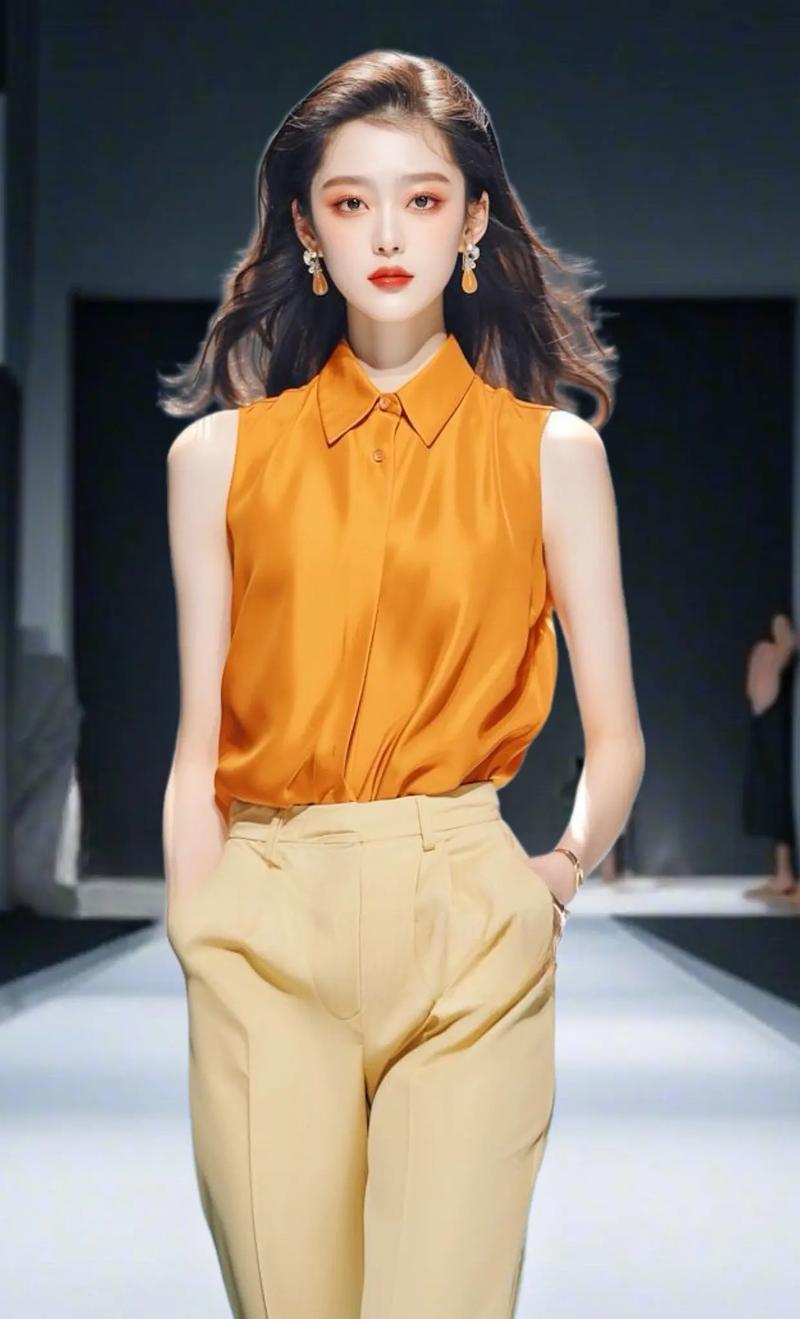 橙色上衣怎么搭配