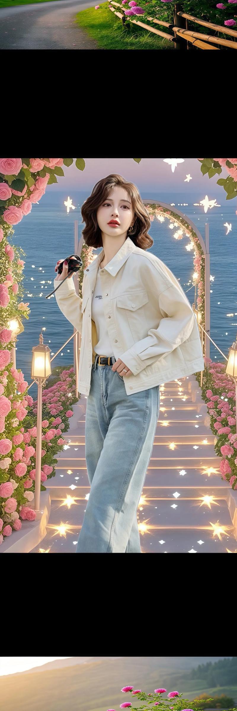 白色短款牛仔外套怎么搭配图片