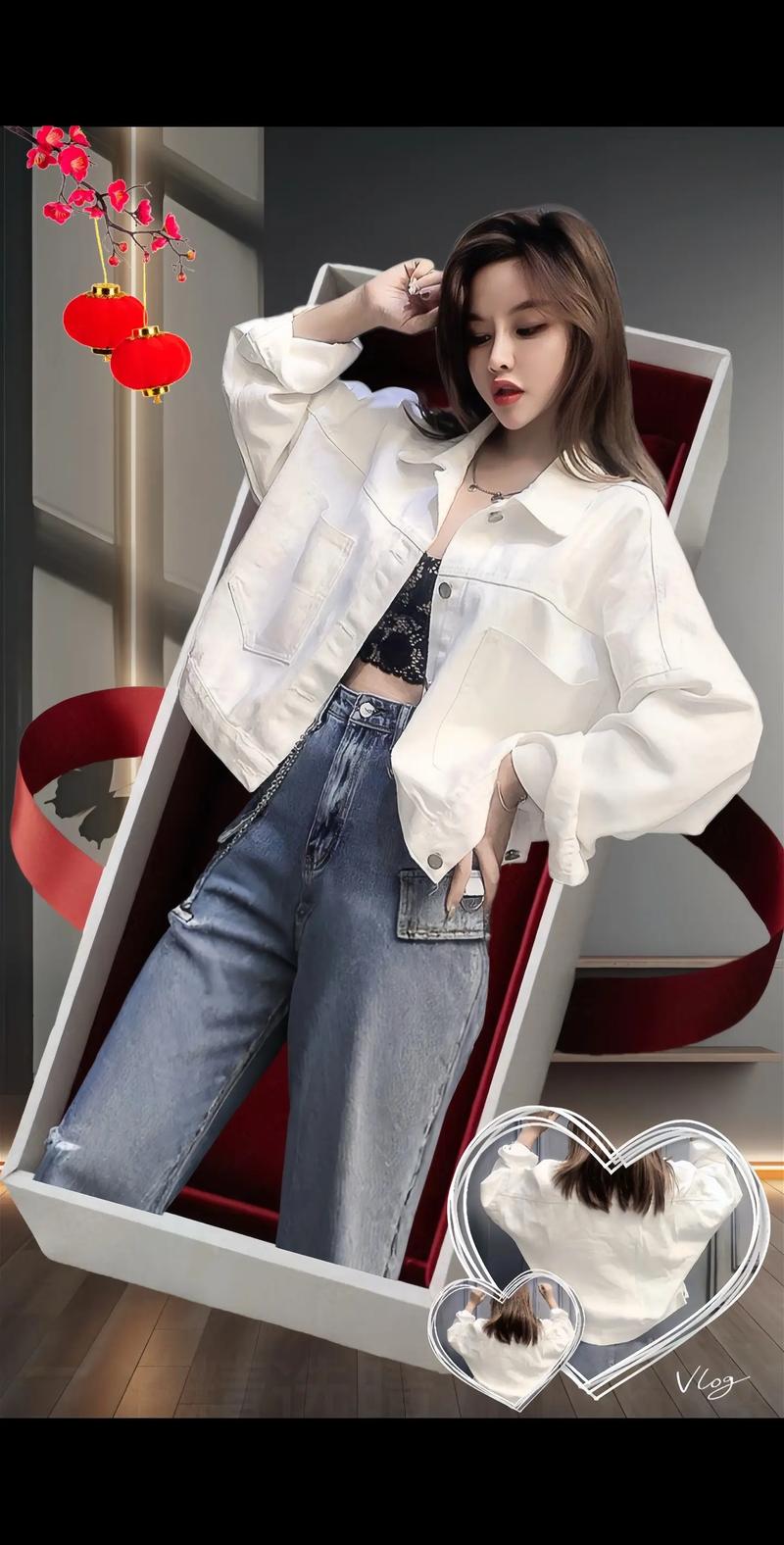 白色短款牛仔外套怎么搭配