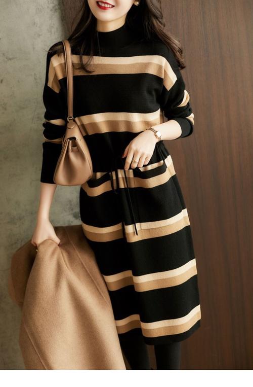条纹打底裙怎么搭配图片欣赏
