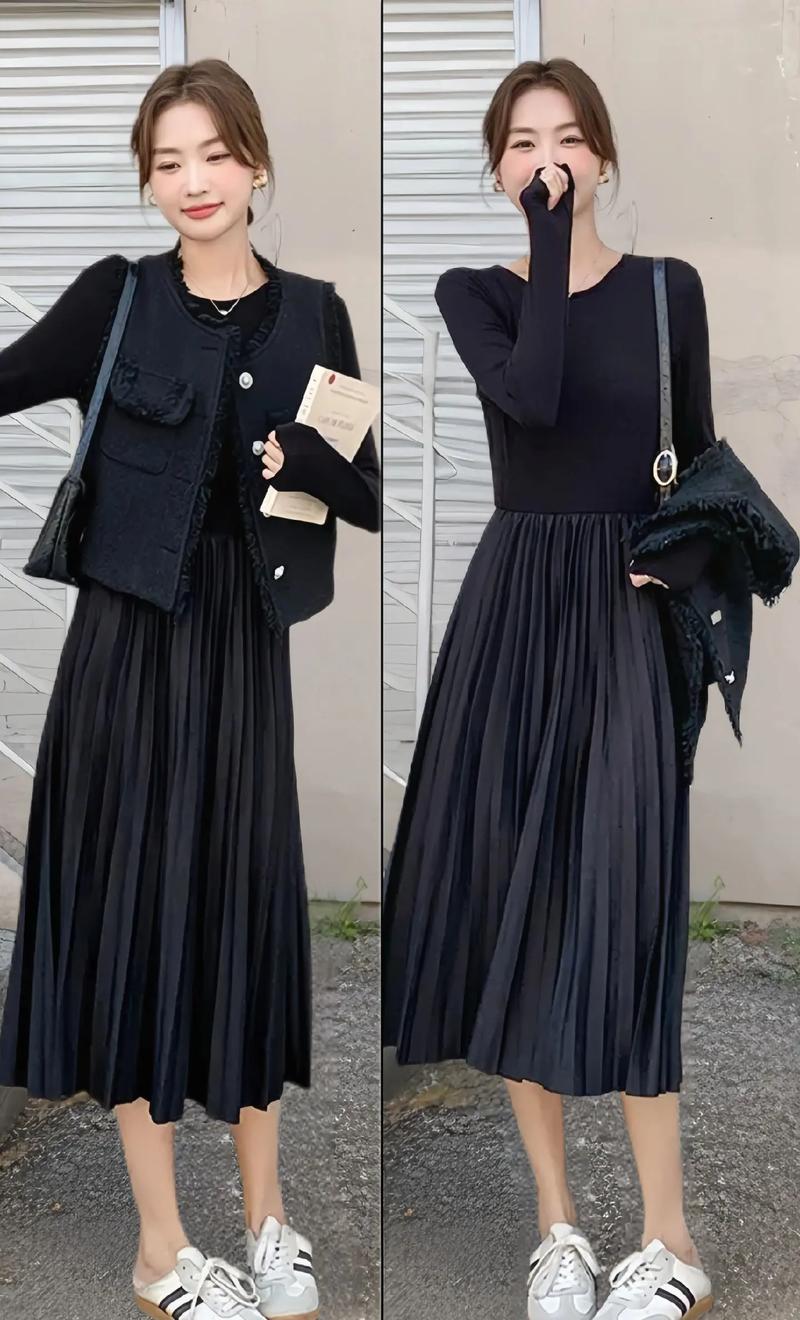 秋天黑色连衣裙怎么搭配衣服好看