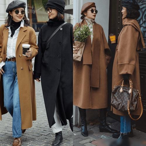 驼色大衣配什么围巾