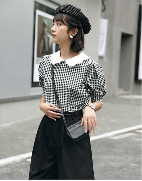 女黑白格子衬衫怎么搭配什么裤子好看吗