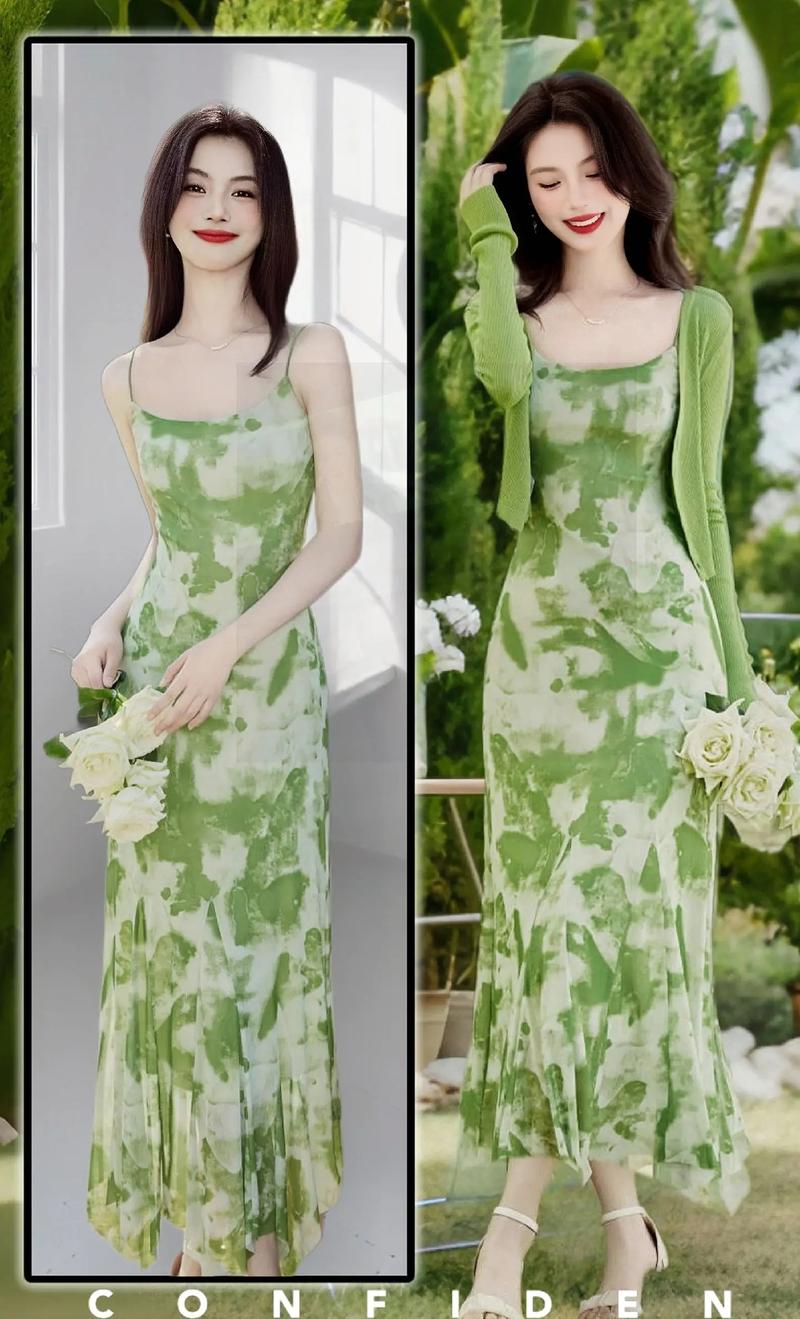 绿色中长连衣裙怎么搭配什么外套