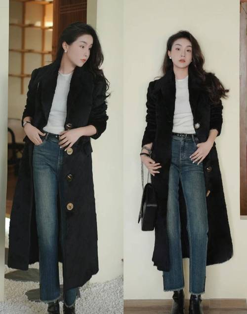 立领女士黑大衣怎么搭配什么裤子