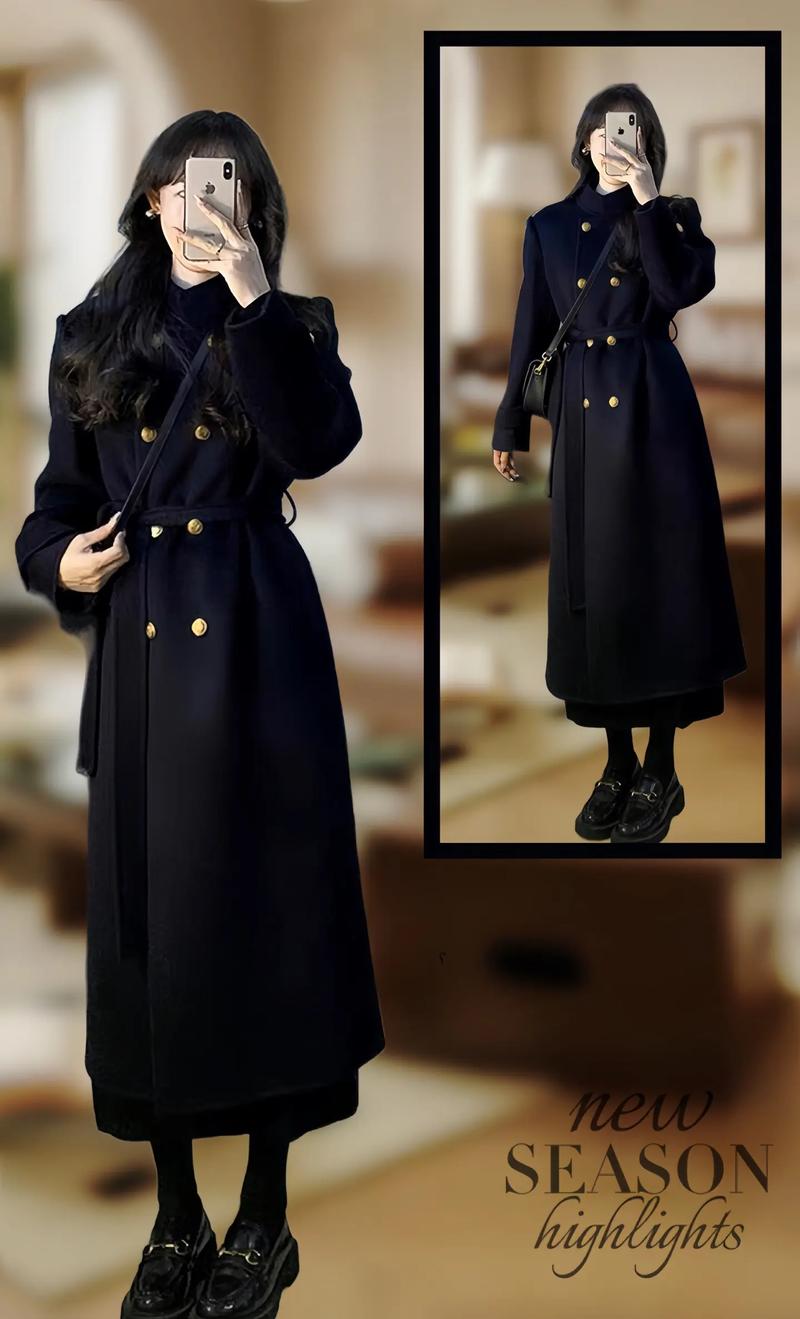 立领女士黑大衣怎么搭配什么裤子