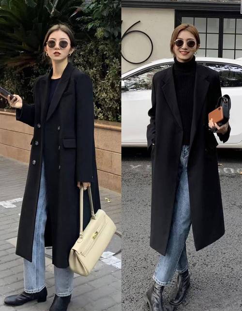 立领女士黑大衣怎么搭配什么裤子