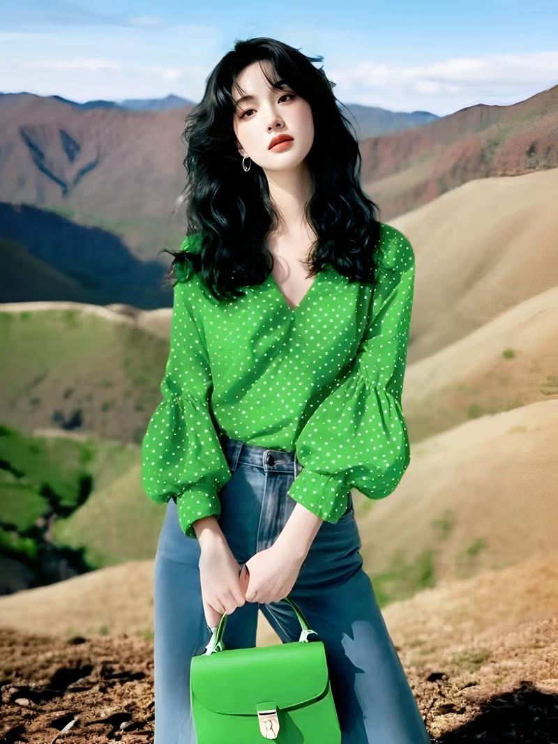 立领绿色格子衬衫怎么搭配