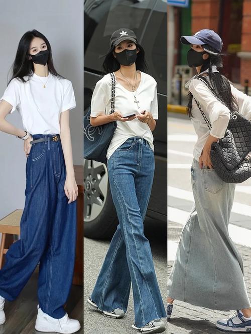 蓝白色牛仔裤怎么搭配