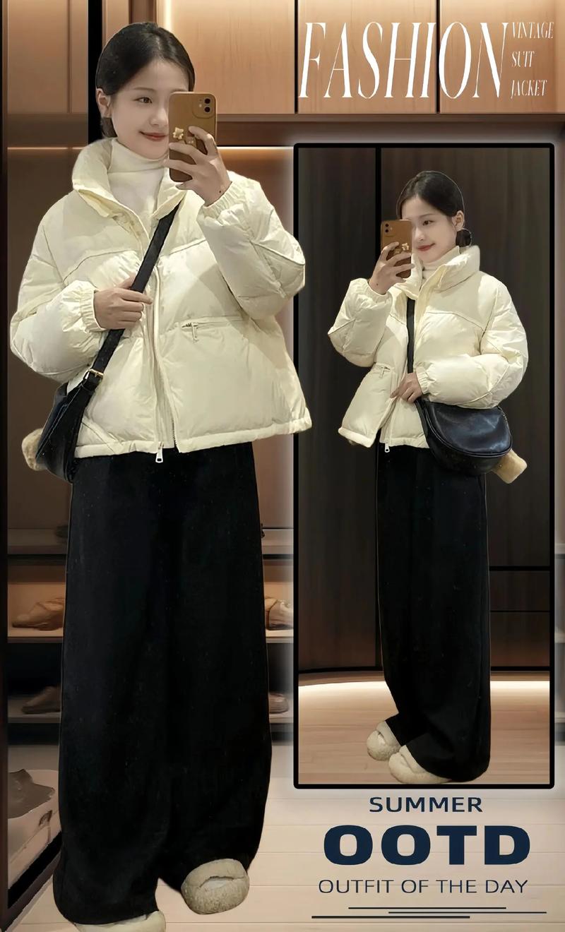 白色棉服短款怎么搭配什么裤子