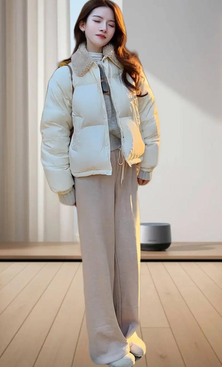 白色棉服短款怎么搭配