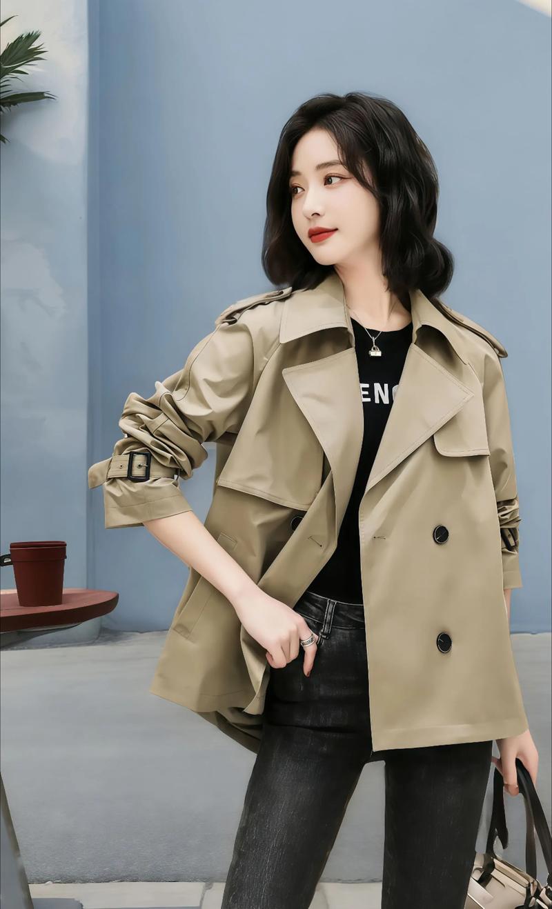 卡其色韩版宽松风衣怎么搭配