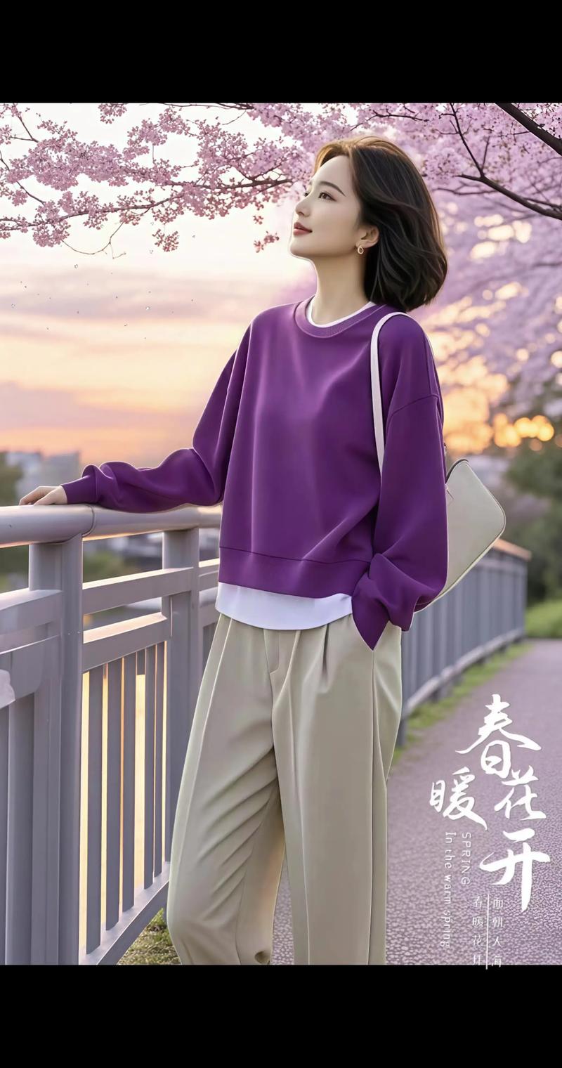 紫色连帽卫衣怎么搭配