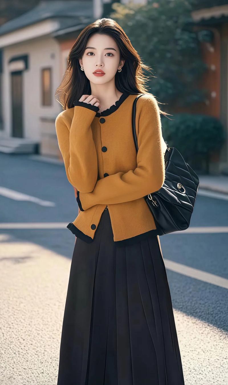 橘黄色大款风衣怎么搭配图片