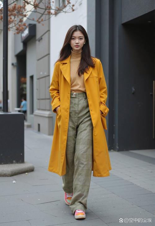 土黄色休闲短风衣怎么搭配