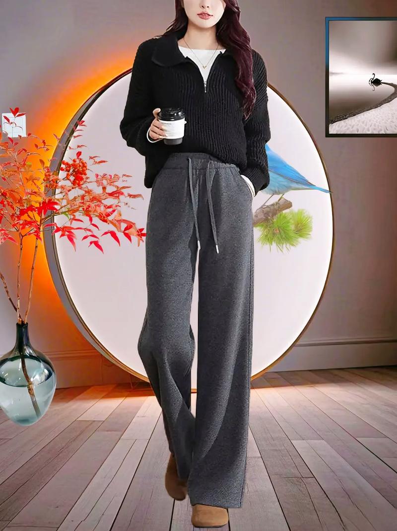 毛呢阔腿裤怎么搭配