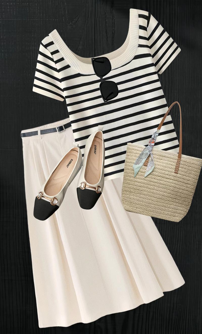 黑白条纹短裙怎么搭配图片