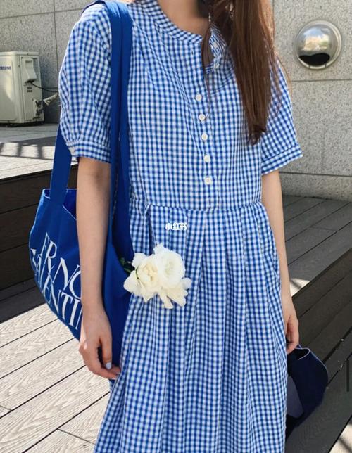 冬天蓝色格子连衣裙怎么搭配外套