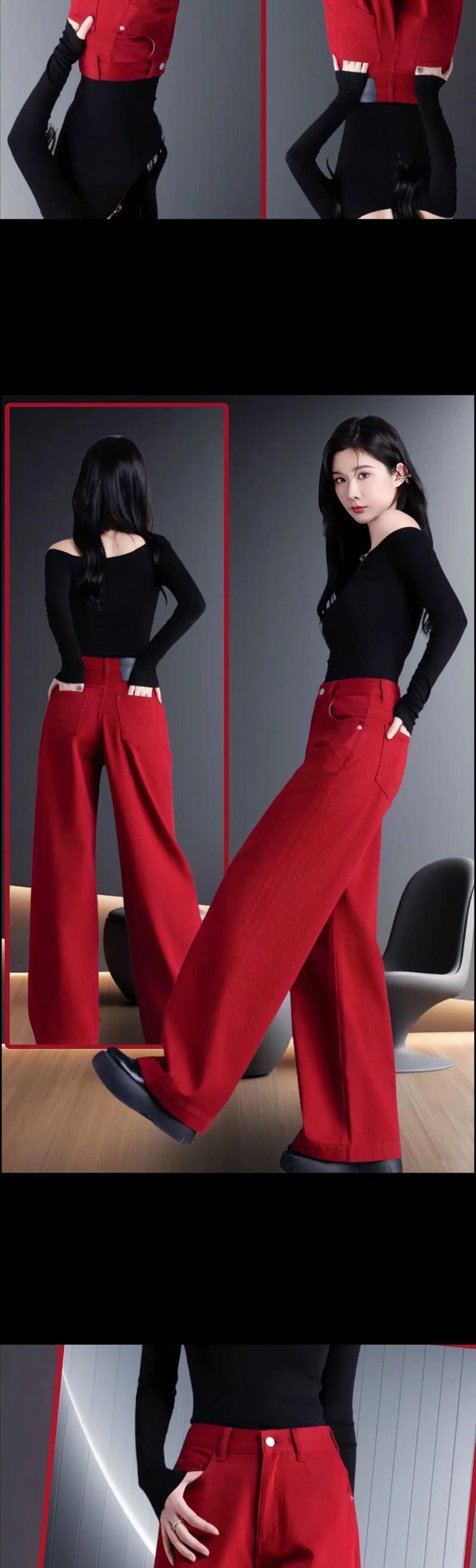 酒红色铅笔裤怎么搭配